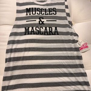 Chin Up Apparel Gray and White Striped Tee